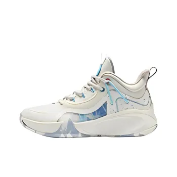 QIAODAN Cushioning Anti Slip And Wear Resistant Mid Top Basketball Shoes Women's Gray Blue