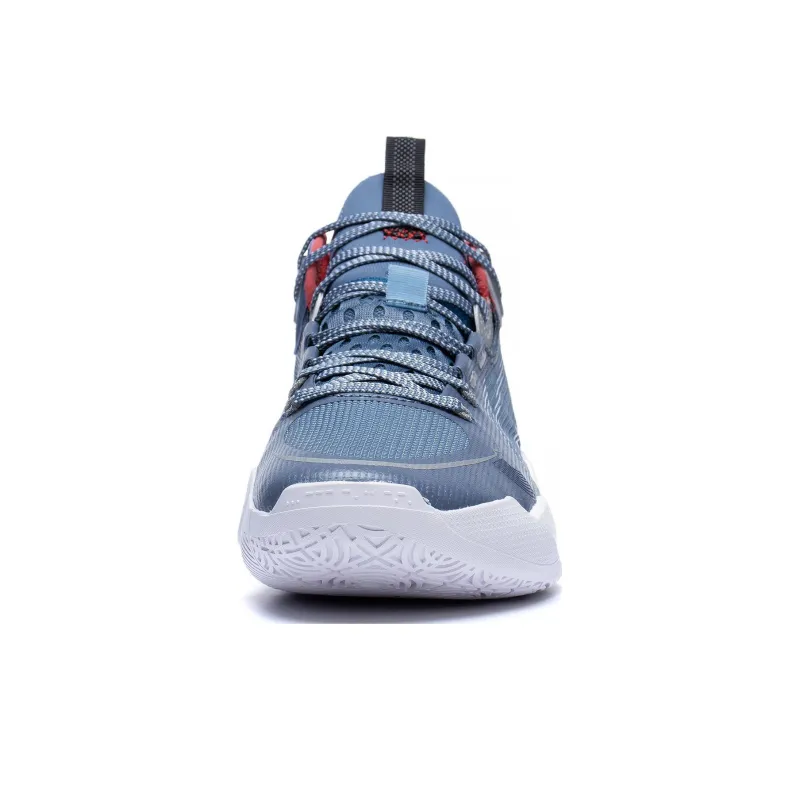 LiNing SONIC 10 Ultra Abrasion Resistant Breathable Mid Top Basketball Shoes Men's Blue White Red-4