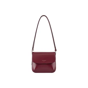 AMANI Pebbled Print Patent Leather Calfskin Handbag Shoulder Bag Small Size Women's Burgundy