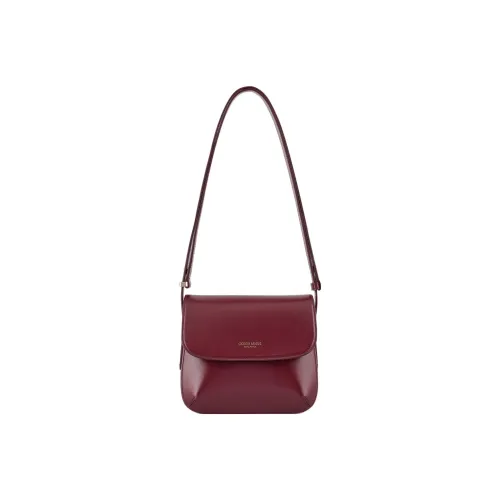 AMANI Pebbled Print Patent Leather Calfskin Handbag Shoulder Bag Small Size Women's Burgundy