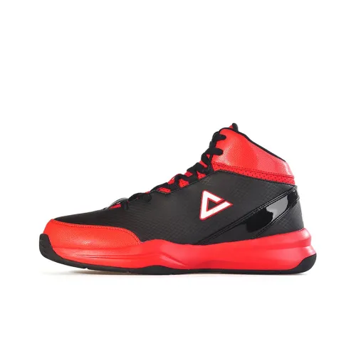 PEAK Nova Wear Resistant Slip Resistant Mid Top Performance Basketball Shoes Men's Black Red