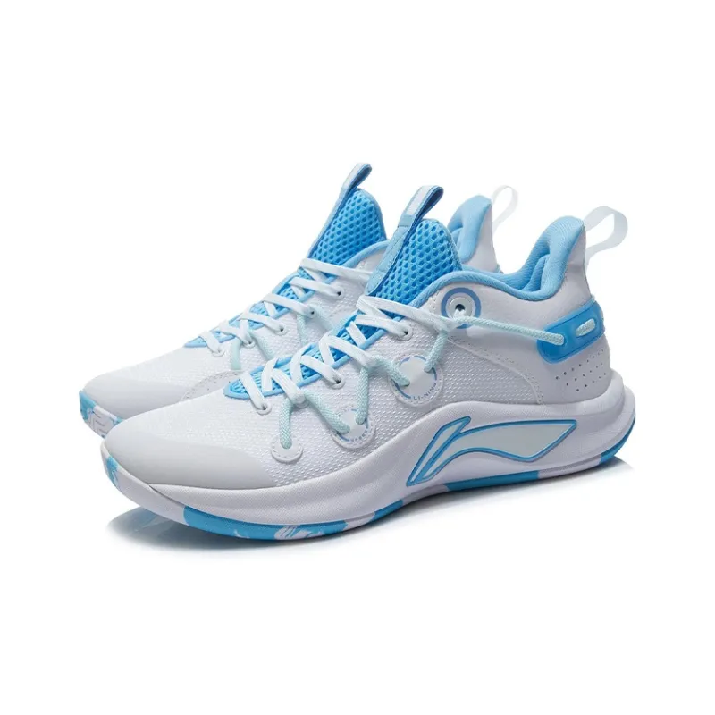 LiNing Speed Team Cushioning Anti-Slip And Wear-Resistant Rebound Low-Top Performance Basketball Shoes White Blue-2