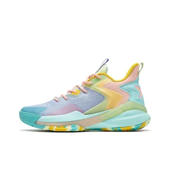 XTEP Magic Feather Cushioning Anti Slip And Wear Resistant Coverage Mid Top Basketball Shoes Men's Purple Yellow