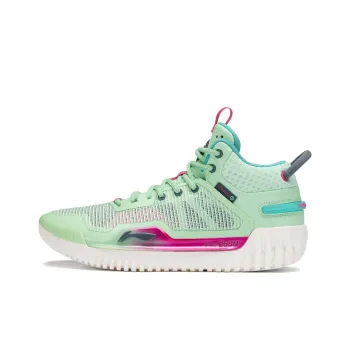 LiNing Badfive 3 Cushioning Anti Slip And Wear Resistant Mid Top Basketball Shoes Men's Green Purple