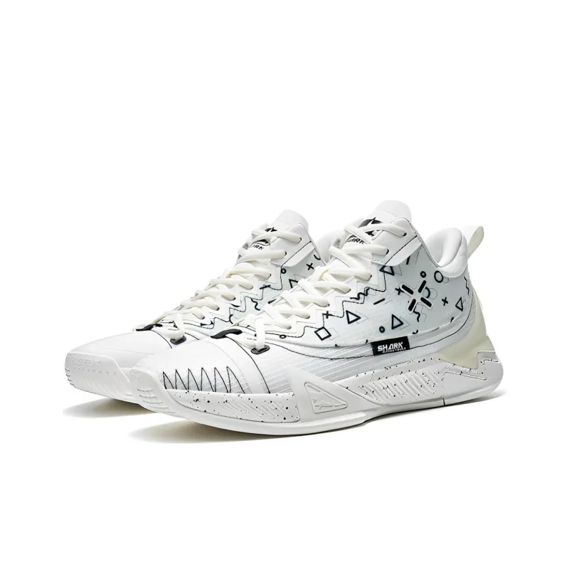 XTEP Shark1.0 Cushioning Anti Slip And Wear Resistant Low Top Performance Basketball Shoes White Black-2