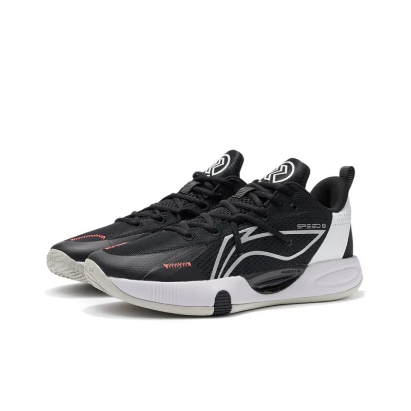 LINING Speed 8 Basketball Shoes Men Low Top Black/Standard White-2