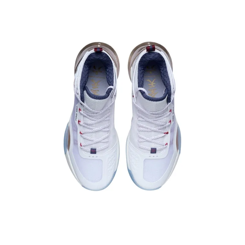 LiNing All Day 6 V2 Cushioning Anti-Slip And Wear-Resistant Coverage Support Mid-Top Basketball Shoes Men's White Blue-3