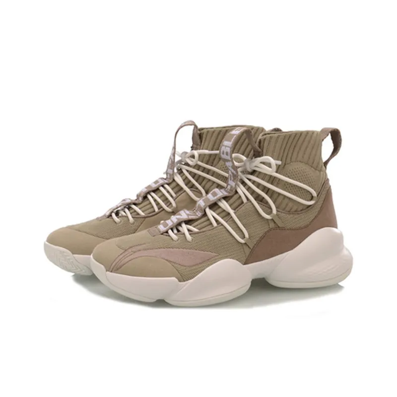 LiNing Power 5 PLAYOFF High Top Basketball Shoes Men's Taupe-2