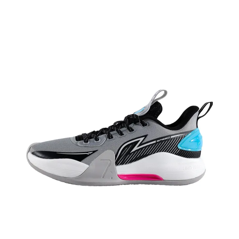 LiNing Speed 7 Cushioning Anti Slip And Wear Resistant Low Top Basketball Shoes Men's Gray Black Blue-0
