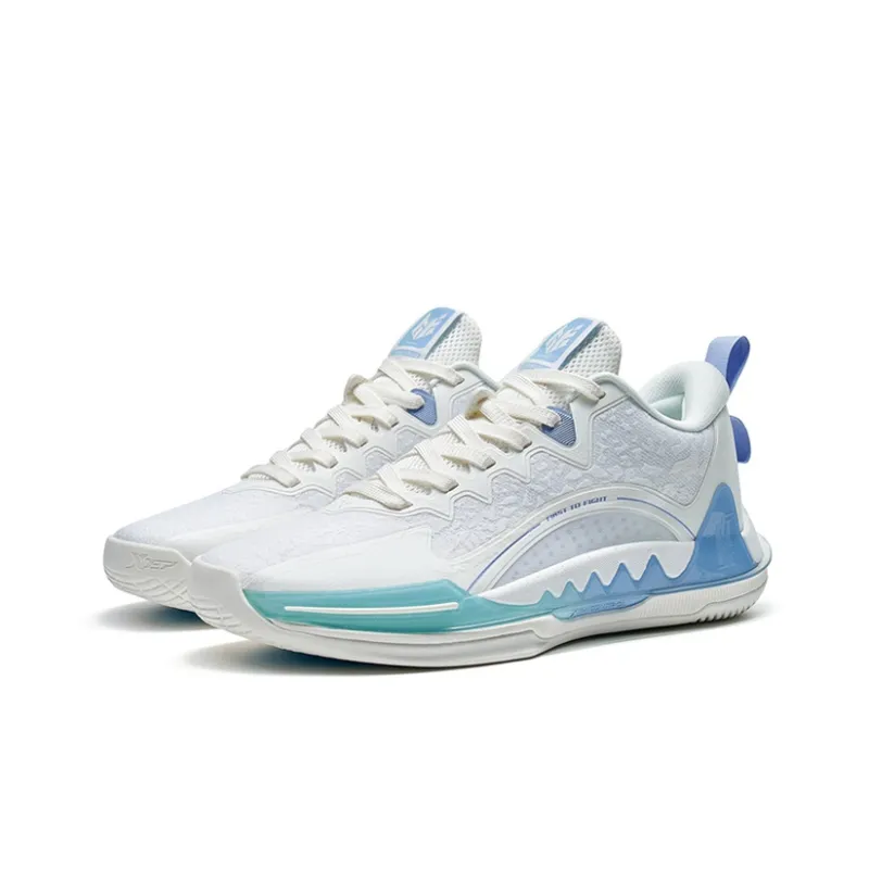 XTEP Melee 1 Cushioning Anti Slip And Wear Resistant Low Top Basketball Shoes Men's White Blue-2