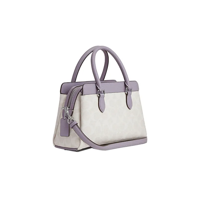 COACH Darcie PVC Tote Bag, Shopping Bag, Shoulder Bag, Crossbody Bag, Handbag Mini Women's Purple & White-1