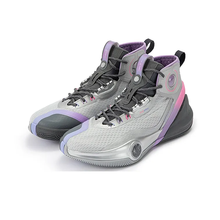 361° AG3 Pro Basketball Shoes Men High Top Gray/Purple-2