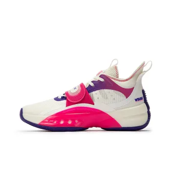 361° Zen 4 Wear Resistant Slip Resistant Mid Top Performance Basketball Shoes Men's White Purple