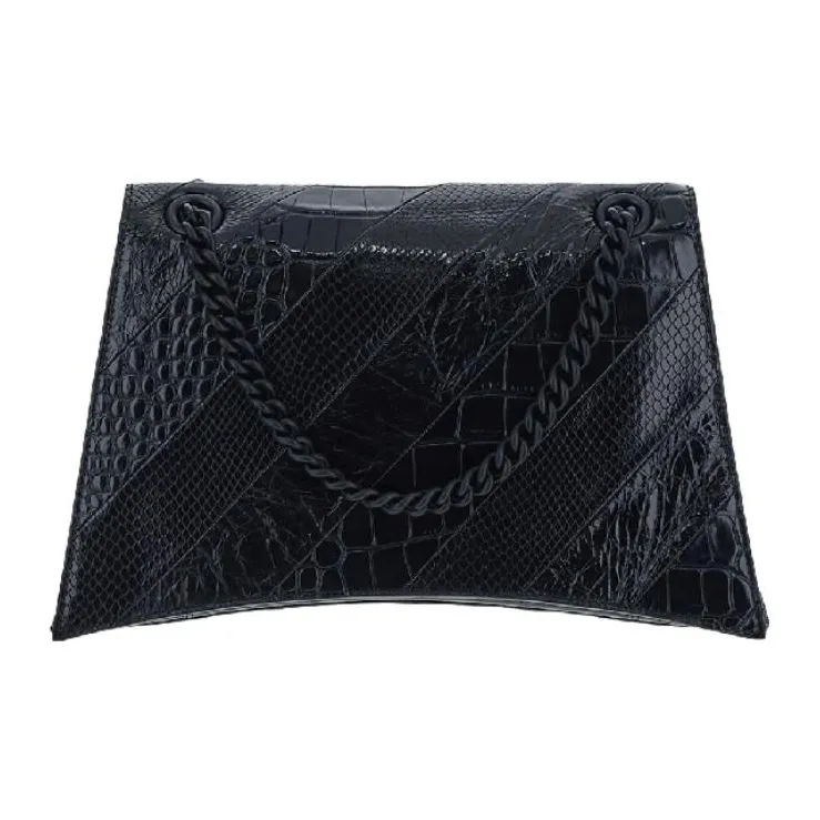 Balenciaga CRUSH Leather Chain Bag Crossbody Bag Shoulder Bag Women's Black-2