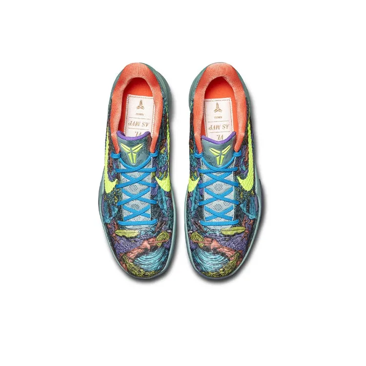 Nike Zoom Kobe 6 Basketball Shoes Men Low Top Green/Purple/Orange-3