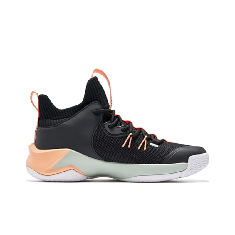 QIAODAN Broken Shadow 1.0 Basketball Shoes Men Mid Top Black Orange-1