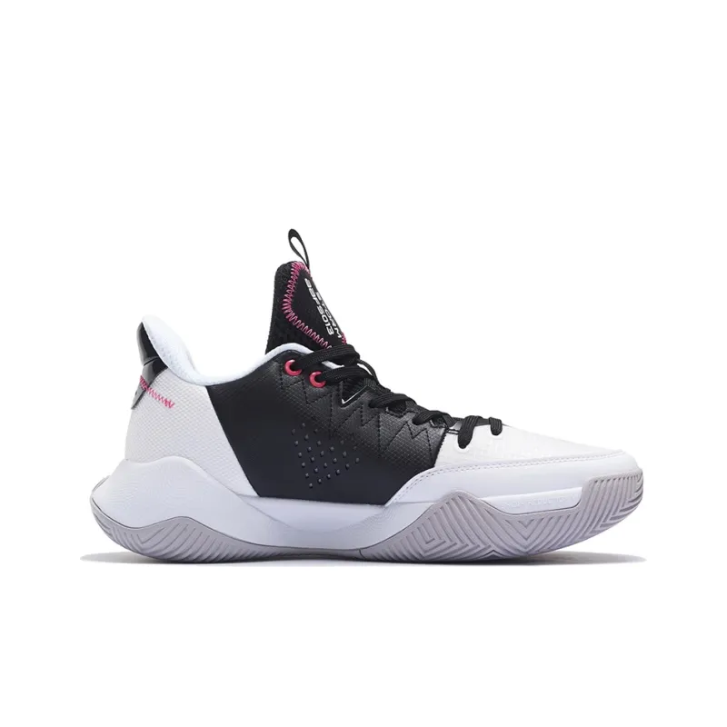 LINING Storm Low Basketball Shoes Men Low Top Standard White/Black-1
