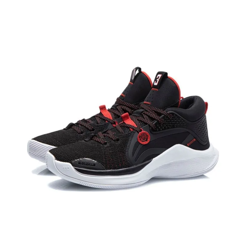 LiNing SILENCER Cushioning Anti-Slip And Wear-Resistant Mid-Top Basketball Shoes Black Red-2