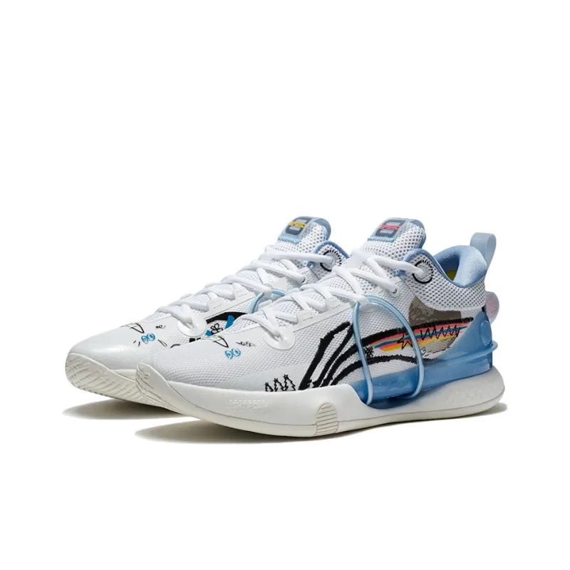 LINING Speed 8 Basketball Shoes Men Low Top White Blue-2