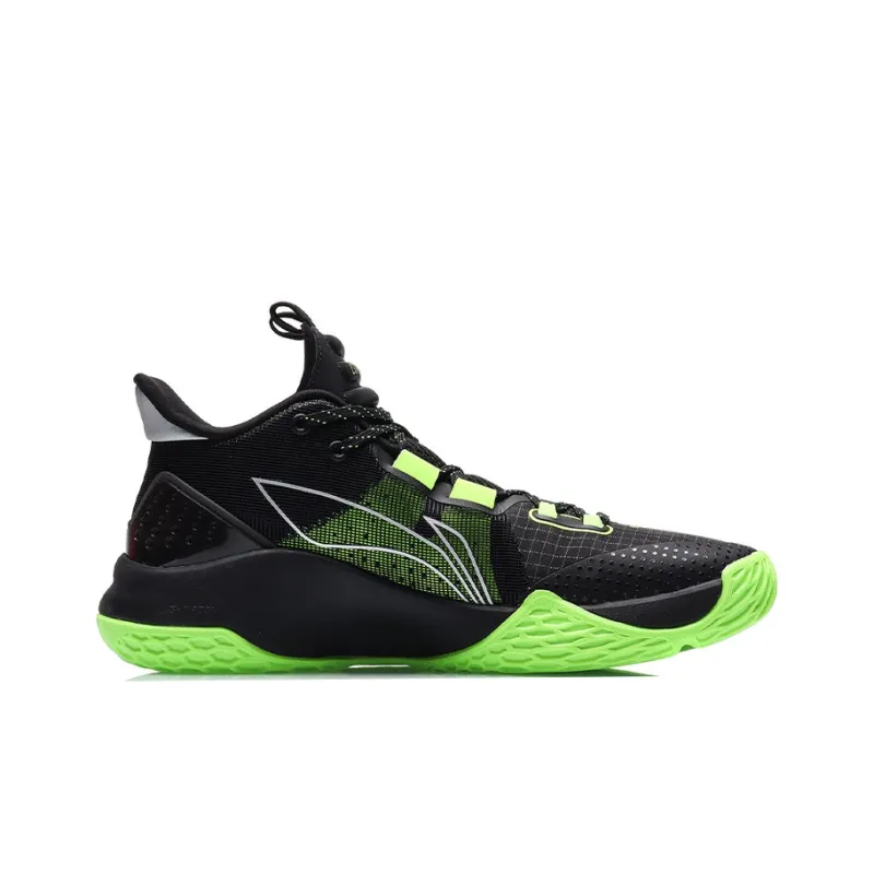 LiNing Combat Low Wear Resistant Slip Resistant Low Top Performance Basketball Shoes Men's Black Green-1