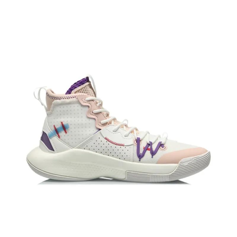LiNing SONIC 8 Anti Slip Wear Resistant High Top Basketball Shoes Men's Pink White-1