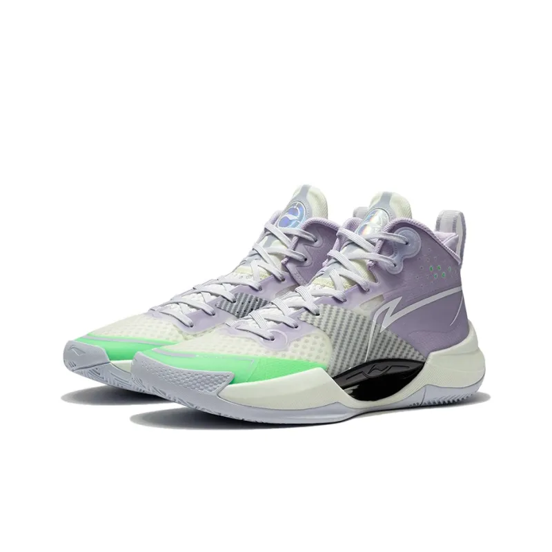 LiNing Cushioning, Slip Resistant, Abrasion Resistant, Breathable, Coverage, Support Mid Top Basketball Shoes Lilac-2