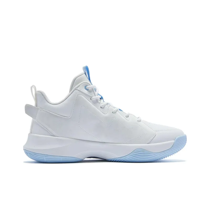 QIAODAN Basketball Shoes Men Mid Top White Blue-1