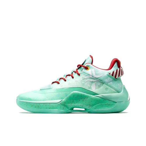 XTEP Levitation 4 Jlin Combat Boots Low Top Basketball Shoes Men's Green Red
