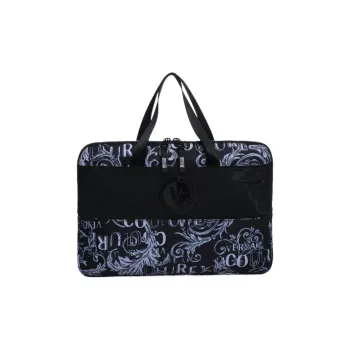VERSACE JEANS COUTURE Canvas Laptop Bag Shoulder Bag Crossbody Bag Handbag Regular Unisex Black