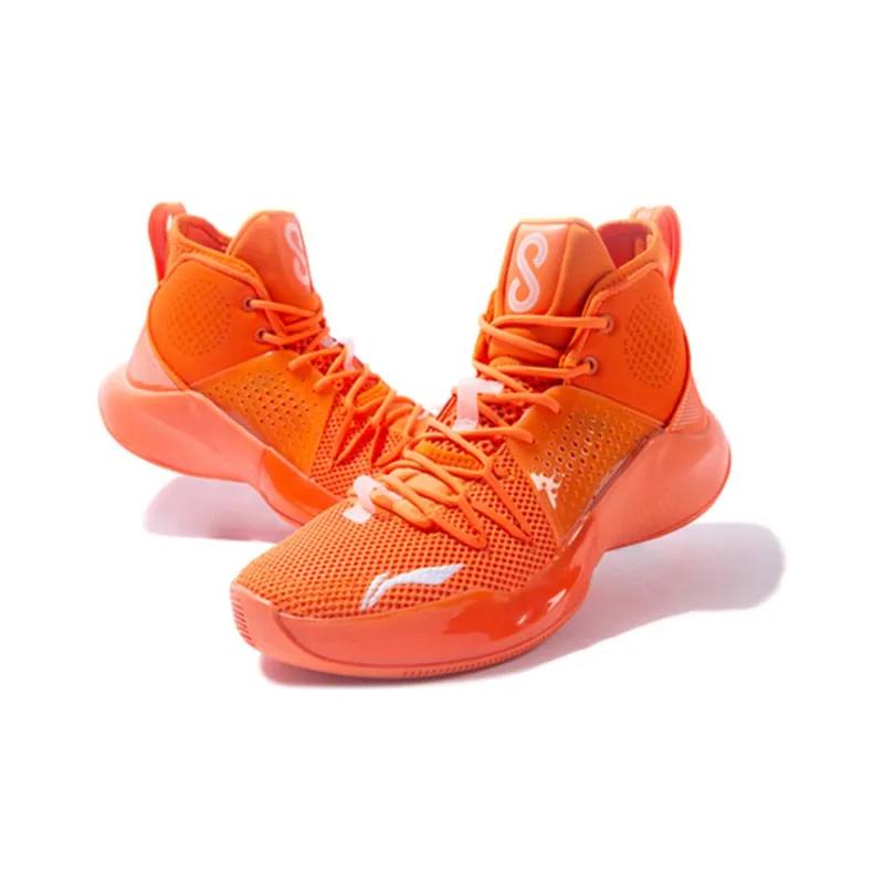 LiNing SONIC 8 Anti Slip Wear Resistant High Top Basketball Shoes Men's Carrot Orange-3