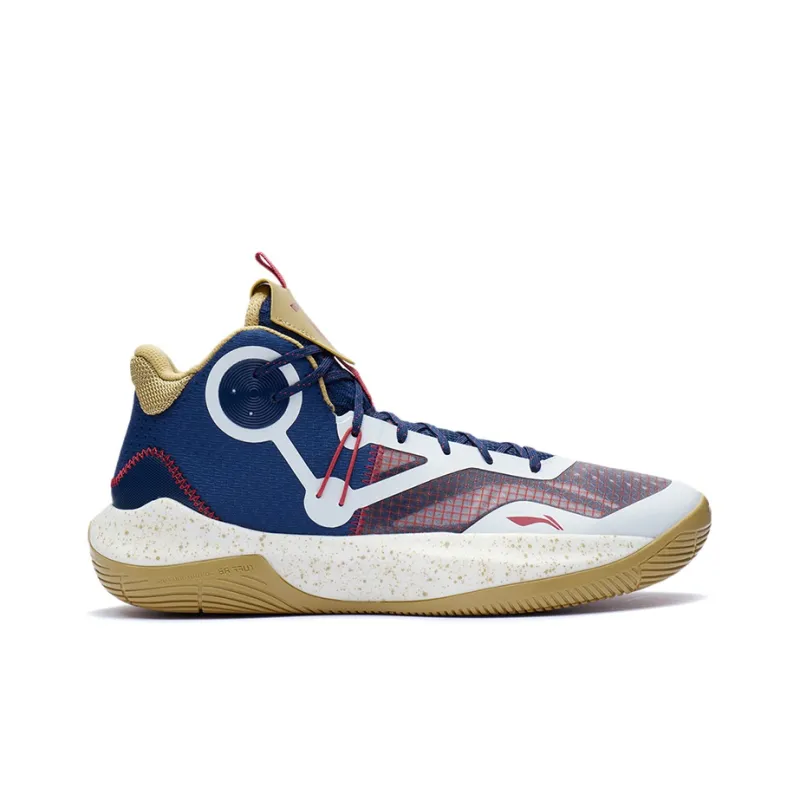 LINING Sonic 9 Team Basketball Shoes Men Mid Top Royal Blue/White/Almond Yellow-1