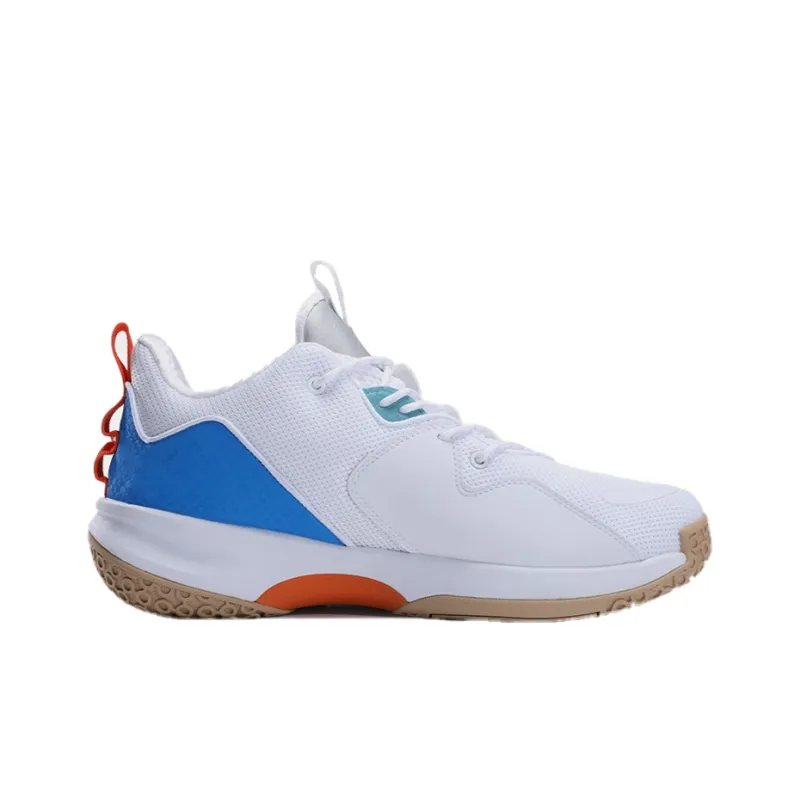 PEAK Cushioning Anti Slip And Wear Resistant Lightweight Rebound Low Top Performance Basketball Shoes Men's White Blue-1