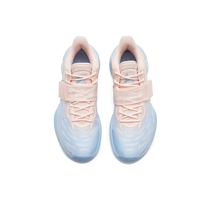 Anta Water Flower 4 LA Nitrogen Technology Abrasion Resistant Breathable Low Top Basketball Shoes Men's Pink Blue-3