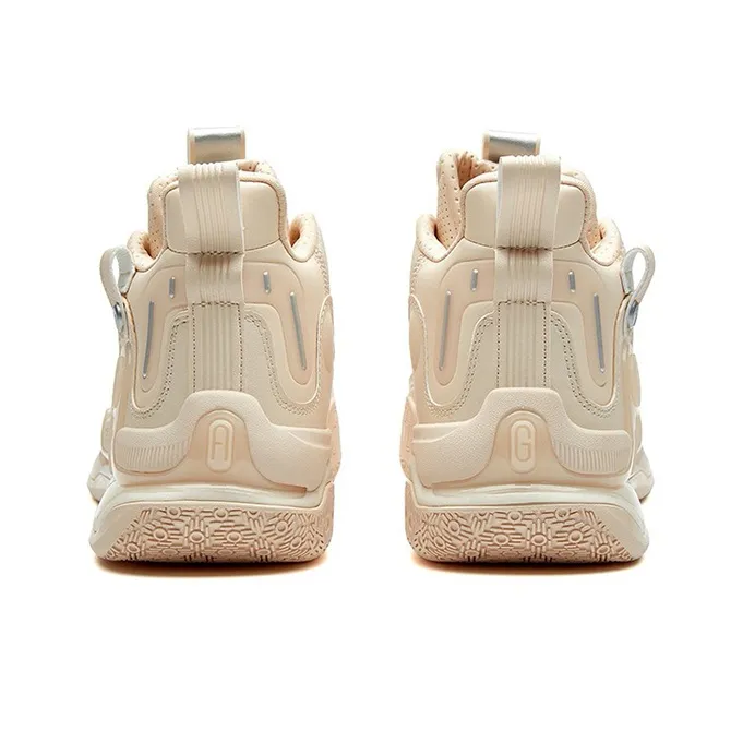 361° AG 1 Anti-Slip Wear-Resistant Mid-Top Basketball Shoes Silver White-3