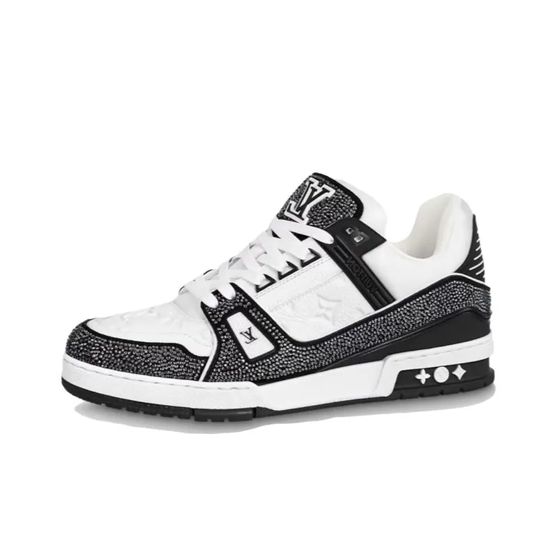 LOUIS VUITTON Lv Trainer Sneakers 'Black White Rhinestones'-0