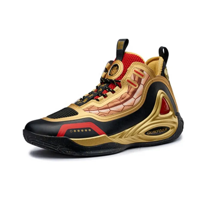 SHENGDOUSHIXINGSHI x 361° Zengo Dohko Cushioning Support Mid Top Basketball Shoes Men's Black Gold-2
