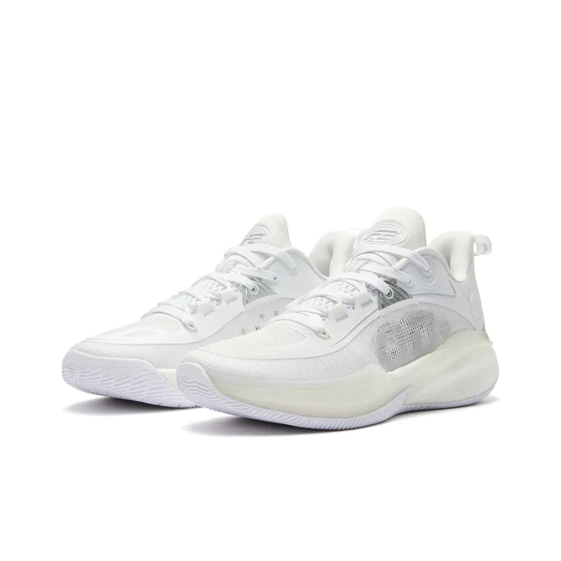 QIAODAN FE1.0 Early Morning Anti Slip And Wear Resistant Lightweight Rebound Low Top Basketball Shoes Men's White-1