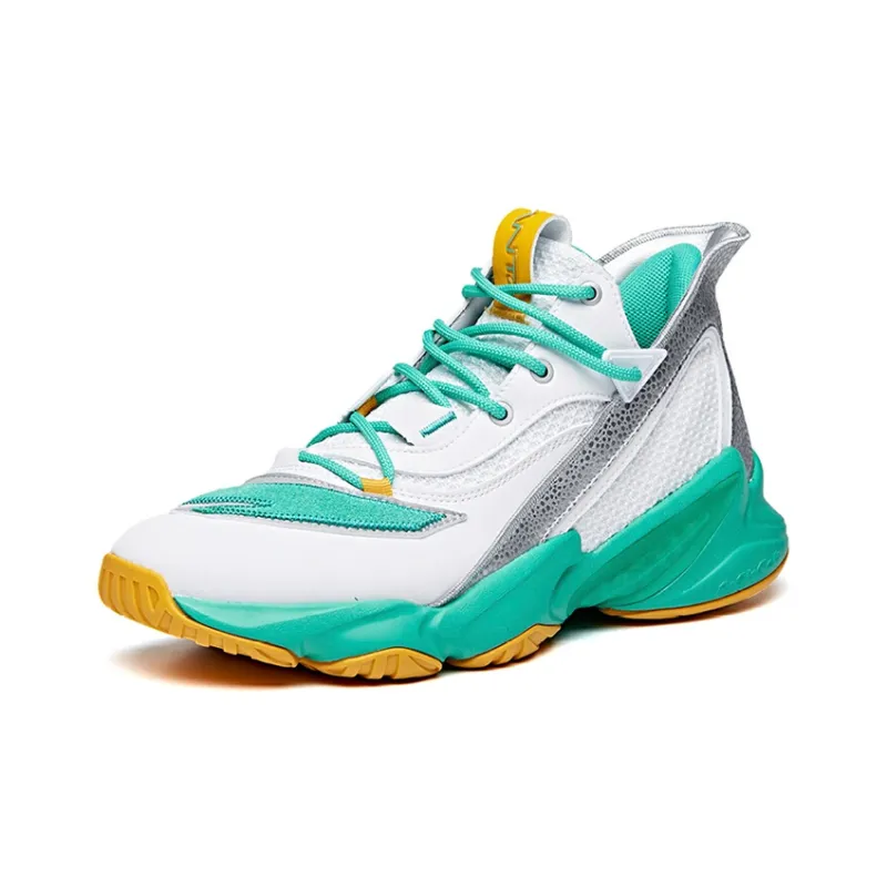 Anta Player 2 Mid-Top Basketball Shoes Men's White Green-1