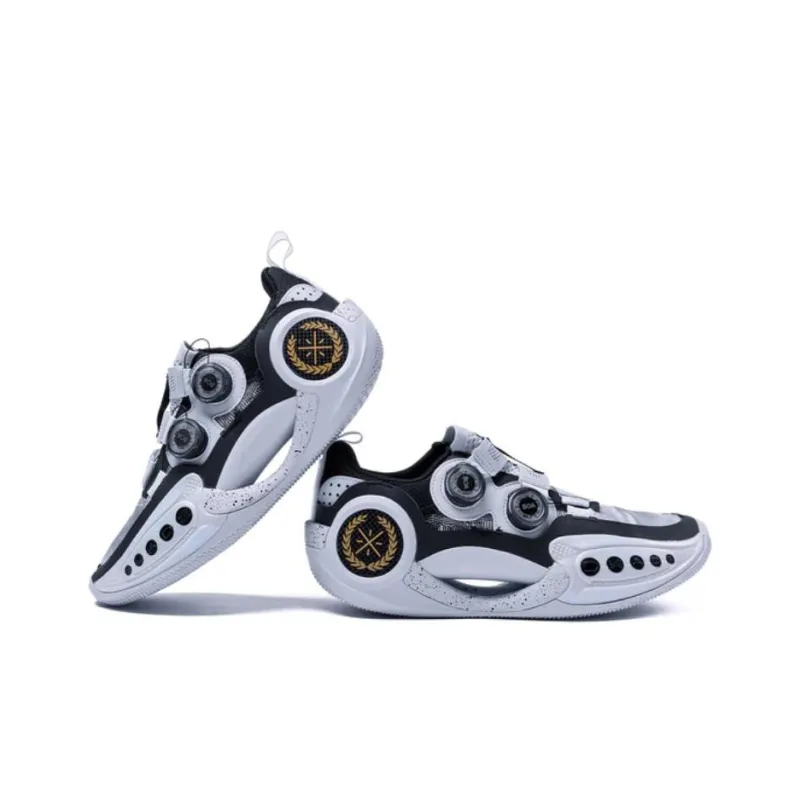 LiNing WOW 9 City Limited Shanghai Cushioning Anti-Slip And Wear-Resistant Low-Top Basketball Shoes Black White-4