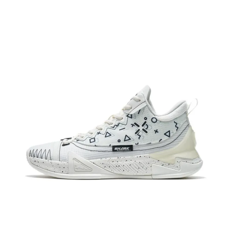 XTEP Shark1.0 Cushioning Anti Slip And Wear Resistant Low Top Performance Basketball Shoes White Black-0