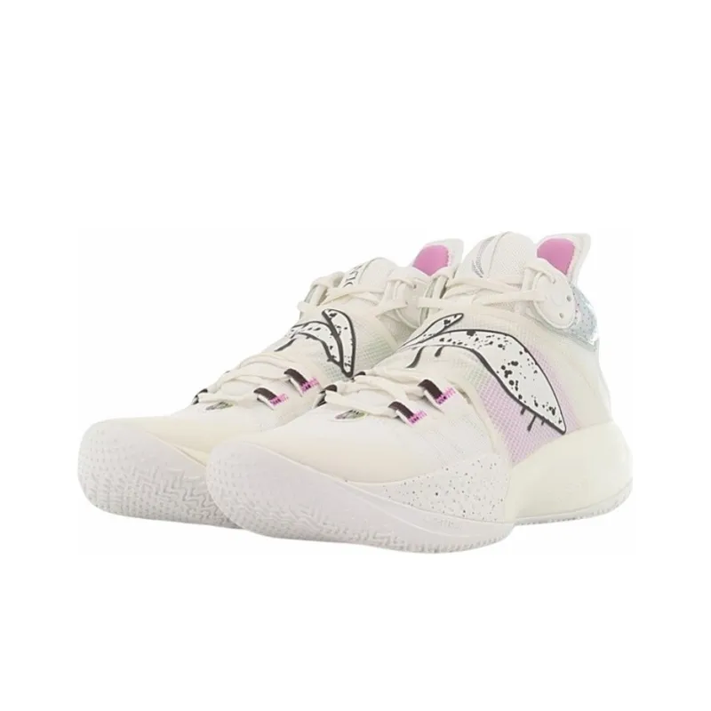LiNing SONIC 9 Cushioning Anti Slip And Wear Resistant Coverage Support Mid Top Basketball Shoes Men's White-2