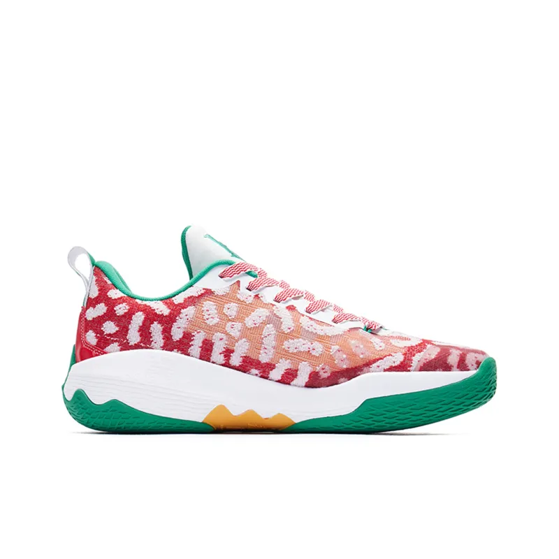 QIAODAN Sharp Edge 6.0PROLOWPE Cushioning Anti Slip And Wear Resistant Low Top Basketball Shoes Men's Green Red-1