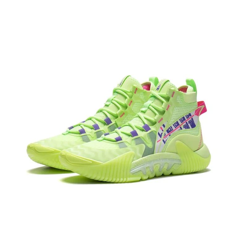 LiNing Badfive 2 Cushioning Anti-Slip And Wear-Resistant High-Top Performance Basketball Shoes Green Red Blue-2