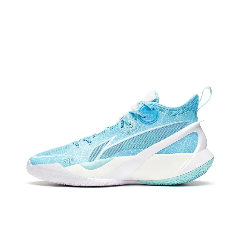 LiNing SONIC 10 Cushioning Anti Slip And Wear Resistant Coverage Support Mid Top Basketball Shoes Men's Blue White-0