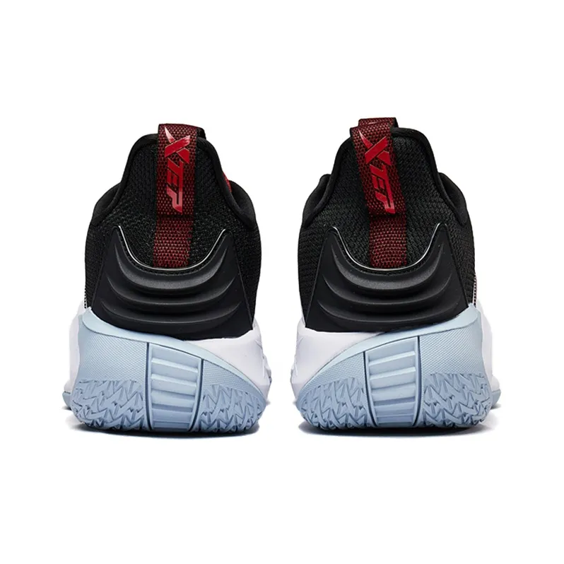 XTEP Breathable Abrasion Resistant Slip Resistant Low Top Basketball Shoes Men's Black White-2