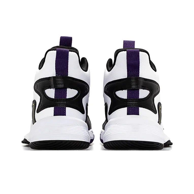 XTEP Cushioning Anti Slip And Wear Resistant Coverage Lightweight High Top Basketball Shoes Men's White Black Purple-3
