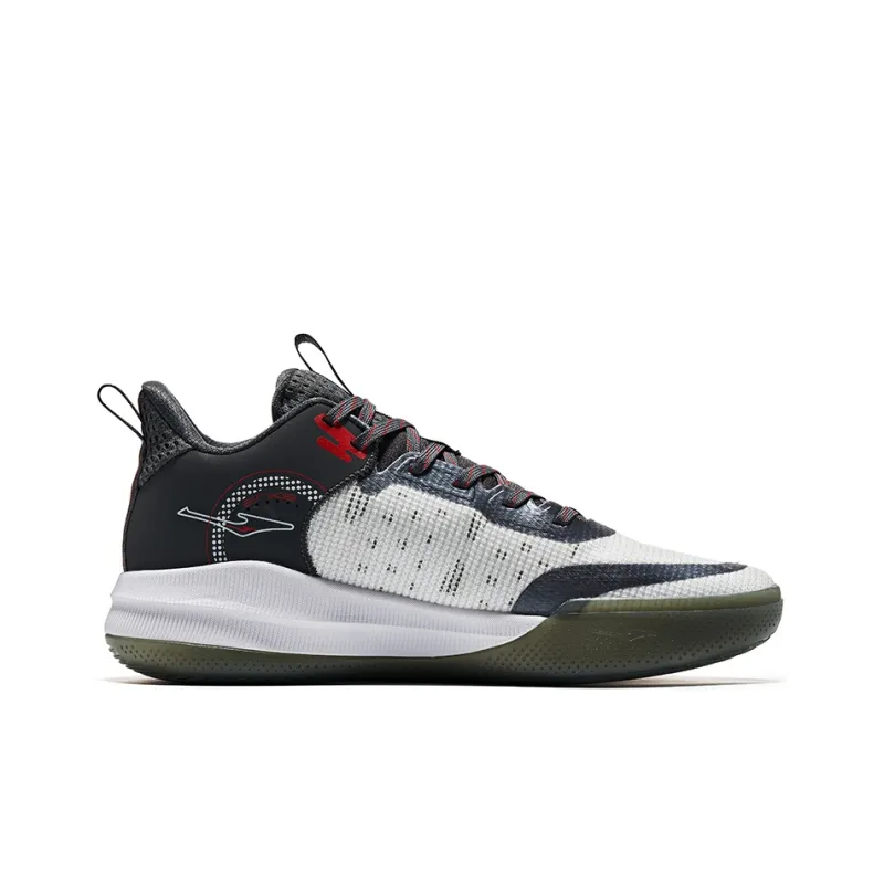 Erke Cushioned Slip Resistant Low Top Basketball Shoes Men's Black White-1