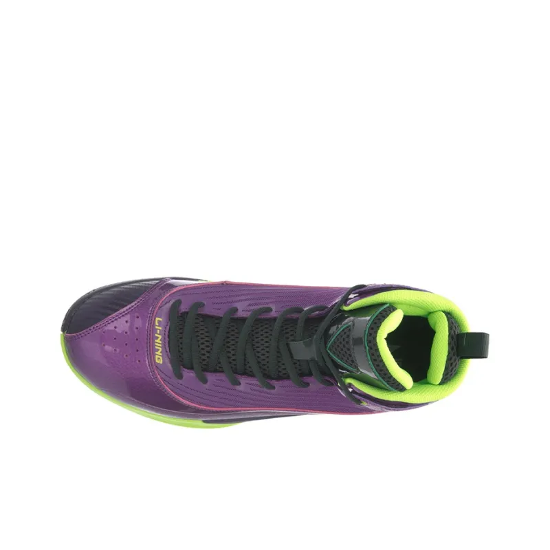 LiNing Killer Whale II Mid-Top Basketball Shoes Unisex Purple Green-2