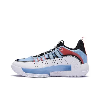 361° Lightweight Wear Resistant Cushioning Low Top Performance Basketball Shoes White Blue