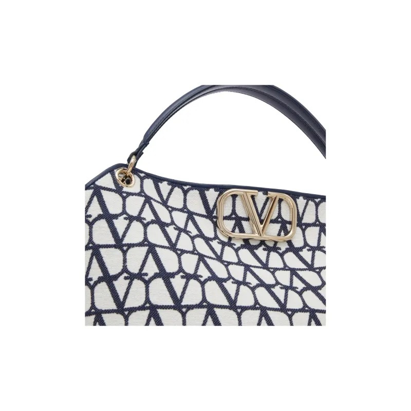 Valentino GARAVANI Cotton Tote Bag Shopping Bag Shoulder Bag Crossbody Bag Handbag Women's Blue/White-6